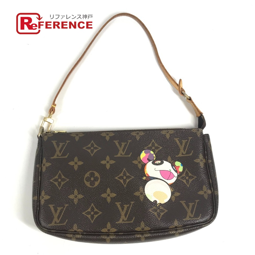 LOUIS VUITTON ルイヴィトン  M51981  モノグラム ジャイアントパンダ 村上隆 ポシェットアクセソワール 袋 付属物合切袋 ハンドバック ショルダーバッグ モノグラム帆布  レディース 赤銅色 【中古】