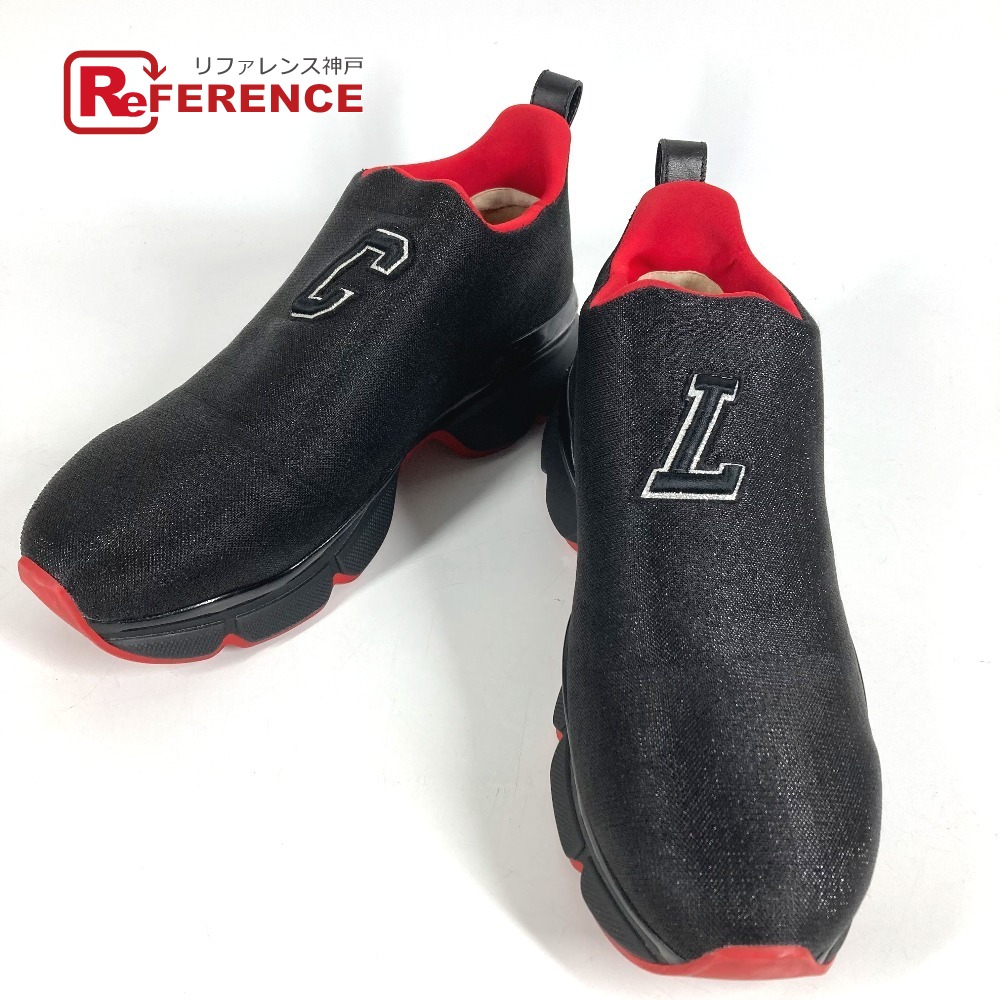 Christian Louboutin クリスチャンルブタン  ロゴタイプ CL スリッポン シューズ 靴 スニーカー 帆布 /思われ人 メンズ 黒いこと 【中古】