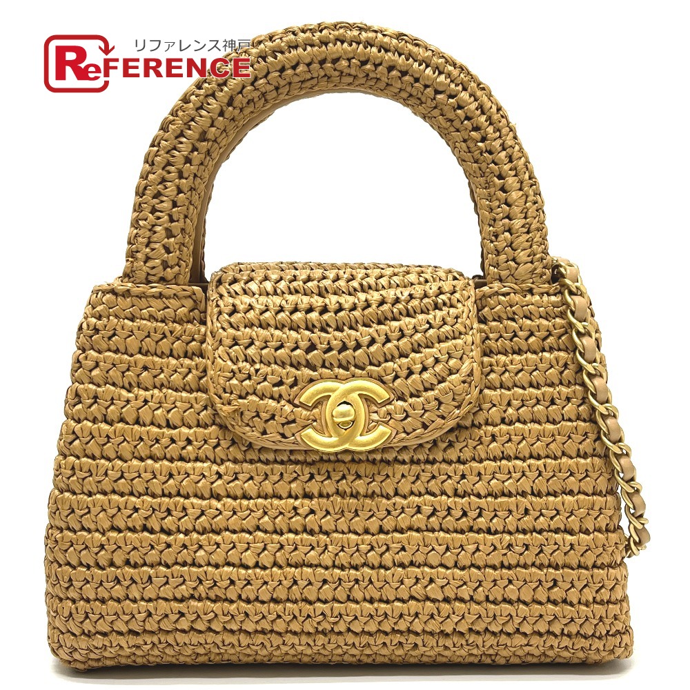 CHANEL シャネル 26C ミニ ショッピング カバン 2WAY カゴバッグ ストロー チェーンショルダー ポシェット ハンドバッグ ラフィア レディース ベージュ 未使用 【中古】｜ブランドショップ　リファレンス 336,600円