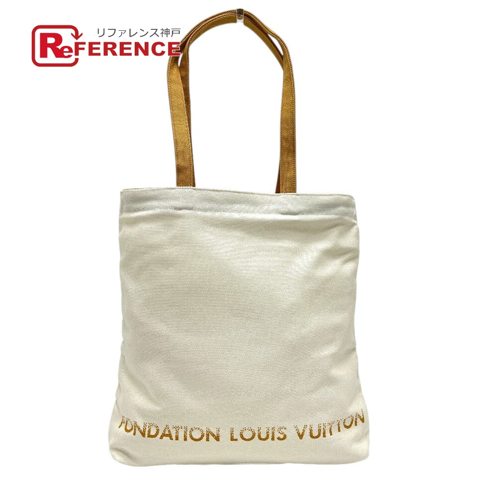 FONDATION LOUIS VUITTON フォンダシオン ルイ・ヴィトン 美術館限定 ロゴ パリ限定 カバン バッグ トートバッグ コットンキャンバス ユニセックス ホワイト&times;ベージュ 【中古】｜ブランドショップ　リファレンス