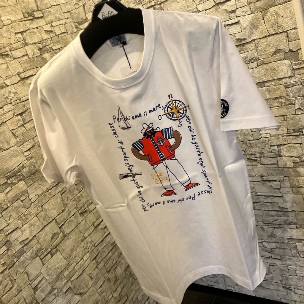 シナコバ半袖Ｔシャツ綿１００％大人気「SINACOVA」白いこと＆ネイビーマリンスポーツ（１万以上のお買い取りで貨物輸送無料）（父の日ラッピング無料）