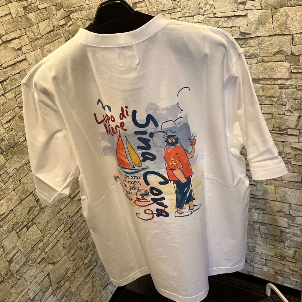 シナコバ半袖Ｔシャツ綿１００％大人気「SINACOVA」白いこと＆ネイビーマリンスポーツ（１万以上のお買い取りで貨物輸送無料）（父の日ラッピング無料）