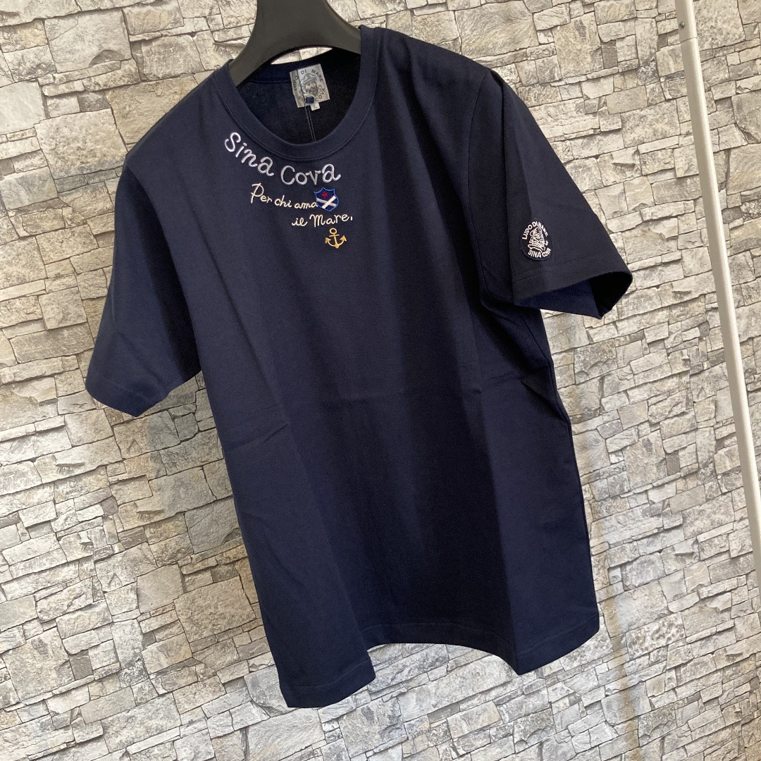 シナコバ半袖Ｔシャツ綿１００％大人気「SINACOVA」ホワイト＆ネイビーマリンスポーツ（１万以上のお買い上げで送料無料）（父の日ラッピング無料）