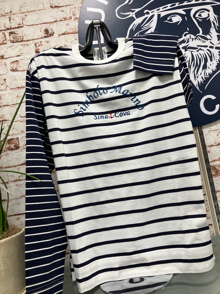 シナコバ大人気ロンT「SINACOVA」ホワイト＆ネイビーマリンスポーツ（１万以上のお買い上げで送料無料）（父の日ラッピング無料）