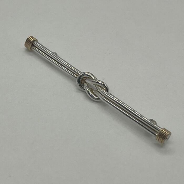 【中古】ティファニー TIFFANY ノット ピンブローチ コンビ SV YG メンズ レディース ユニセックス ヴィンテージ オールド シルバー925 チェーン アクセサリー|Refind046