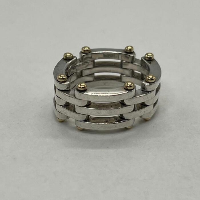 【中古】ティファニー TIFFANY 論理ゲート輪っか 15号 SV YG 二人組 滅多に無い メンズ レディース ユニ一発やる ヴィンテージ 年寄りの 指環 しろがね色925 佩び物