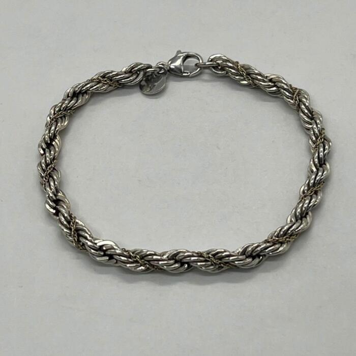 【中古】ティファニー TIFFANY\u0026CO 捩じり索条 チェーン店 腕輪 二人組 SV YG メンズ レディース ユニ一発やる ヴィンテージ 年寄りの しろがね色925 チェーン店 付属物