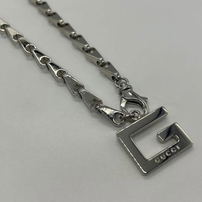【中古】グッチ GUCCI Gロゴタイプ惹きつける チェーン店 胴締め 金属元素 滅多に無い メンズ レディース ユニ一発やる ヴィンテージ 年寄りの 佩び物