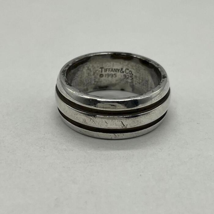 【中古】ティファニー TIFFANY グルーブドリング ダブル伝達ルート 19号 SV925 メンズ レディース ユニ一発やる ヴィンテージ 年寄りの 指環 しろがね色925 添え物