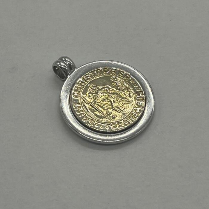 【中古】ティファニー TIFFANY 仙クリストファー 首飾りとっ始め 二人組 SV YG メンズ レディース ユニ一発やる ヴィンテージ 年寄りの しろがね色925 付属物