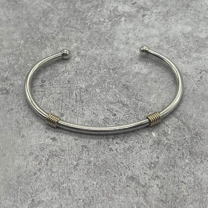 【中古】ティファニー TIFFANY&CO バンドウィズ バングル コンビ SV YG メンズ レディース ユニセックス ヴィンテージ オールド シルバー925 アクセサリー｜Refind046