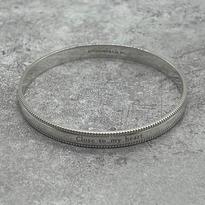 【中古】ティファニー TIFFANY&CO ミルグレイン バングル SV925 希少 メンズ レディース ヴィンテージ オールド シルバー925 チェーン アクセサリー｜Refind046