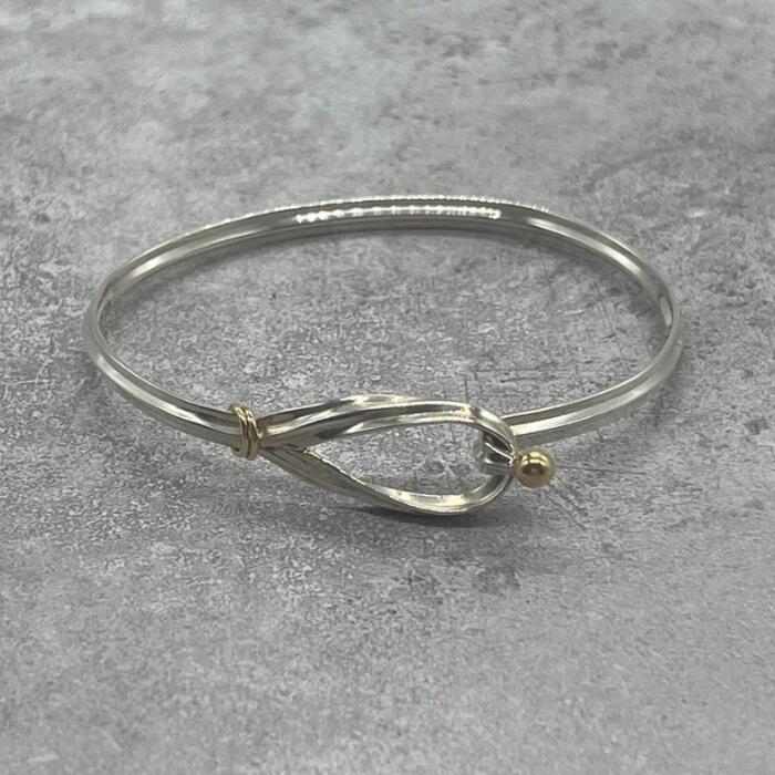 【中古】ティファニー TIFFANY&CO フックアンドアイ バングル コンビ SV YG メンズ レディース ヴィンテージ オールド シルバー925 チェーン アクセサリー｜Refind046