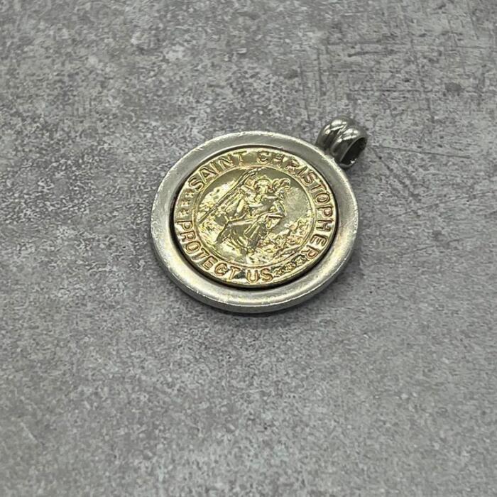 【中古】ティファニ ー TIFFANY 仙クリストファー 首飾り とっ始め 二人組 SV YG メンズ レディース ヴィンテージ 年寄りの しろがね色925 付属物 首飾り