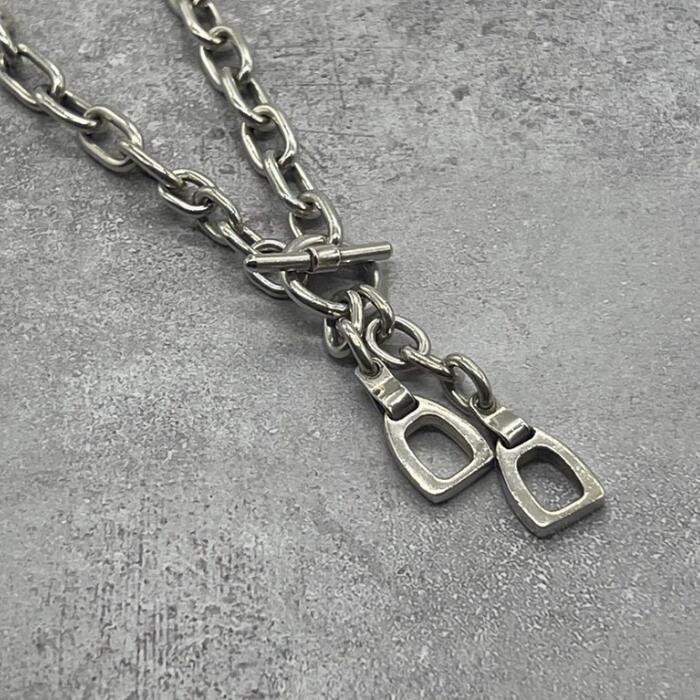 【中古】グッチ GUCCI オーバル繋がり チェーン店 頸飾り 配管ビット トムジェラルド・r・フォード期 SV SV925 滅多に無い メンズ レディース ヴィンテージ 年寄りの しろがね色925 チェーン店 添え物