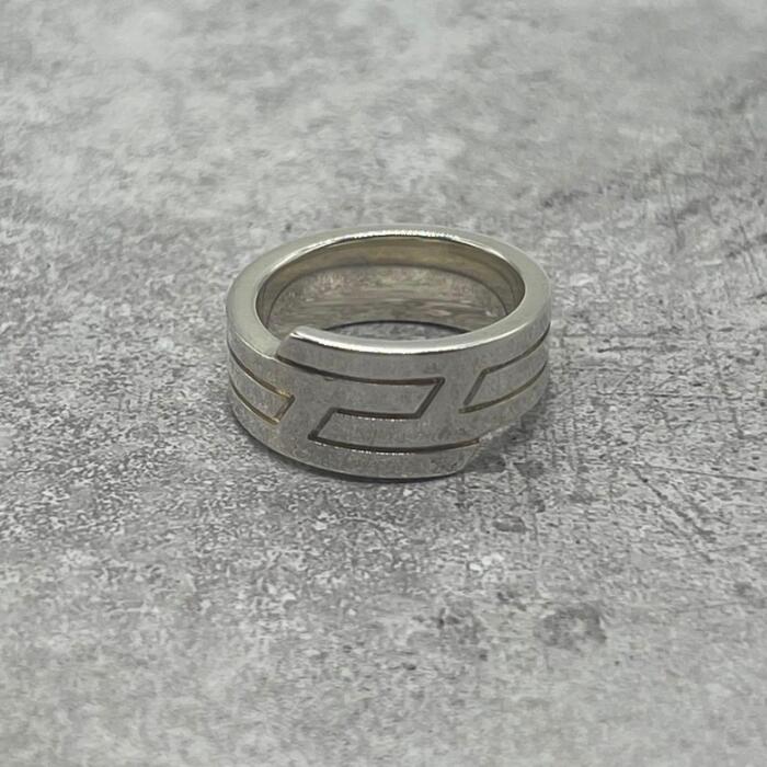 【中古】エルメス HERMES イタリーク 輪っか 銀925 18号 SV925 SV メンズ レディース ヴィンテージ 年寄りの 指環 しろがね色925 付属物