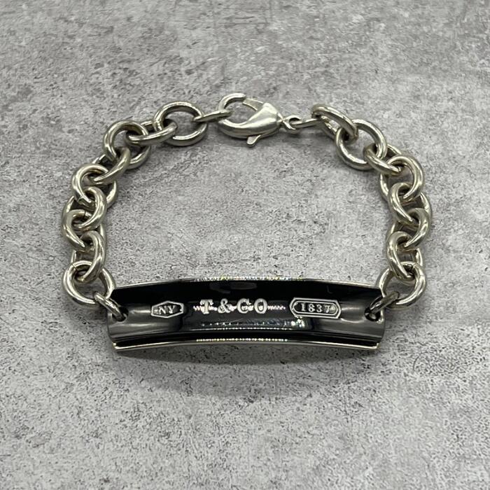 【中古】ティファニー TIFFANY\u0026CO 1837 チタン ID腕輪 SV TI メンズ レディース ユニ一発やる ヴィンテージ 年寄りの しろがね色925 チェーン店 佩び物