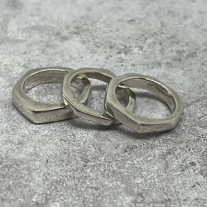 【中古】グッチ GUCCI ナット 3連リング SV925 シルバー 15号 メンズ レディース ユニセックス ヴィンテージ オールド 指輪 シルバー925 アクセサリー｜Refind046