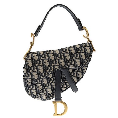 Christian Dior CD クリスチャンディオール サドル バッグ ミニ M0447CTZQ-928U ジャカード レザー ネイビー ブルー バッグ ハンドバッグ ショルダーバッグ｜ブランドショップルフレ店