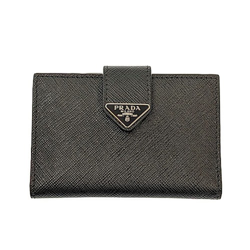美品　プラダ　二つ折り財布　サフィアーノレザー　トライアングル　2MC066 黒 プラダ PRADA PRADA 二つ折り財布 2MC066 2DYG サフィアーノ