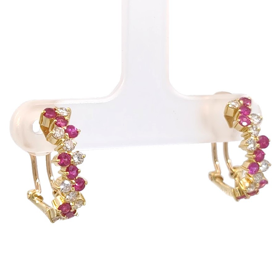 【P5倍★7/25限定!】 K18 ルビー×ダイヤモンド イヤリング ダイヤモンド 0.26ct アクセサリー ジュエリー JW 宝飾品 レディース ノーブランド|ブランドショップルフレ店