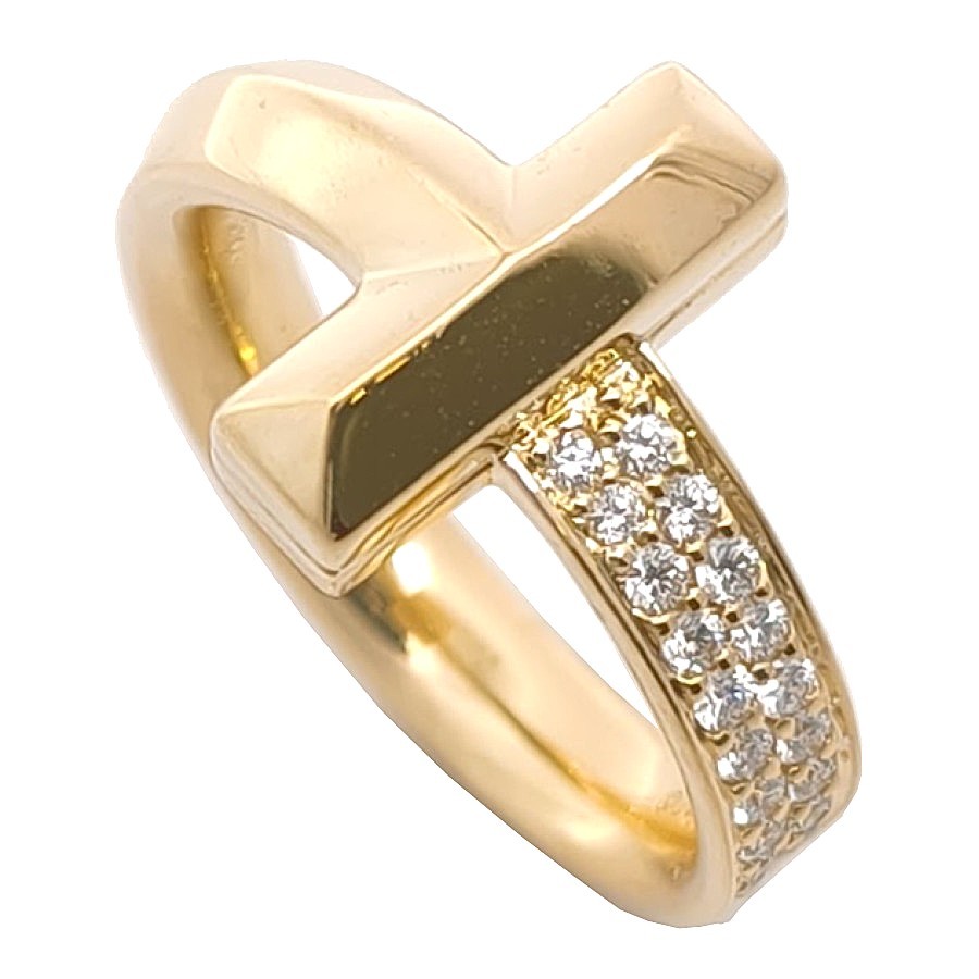 【P5倍★7/25限定!】 Tiffany&Co. TIFFANY ティファニー Tワン ワイド 750YG K18YG イエローゴールド ダイヤモンド 0.21ct アクセサリー ジュエリー JW 宝飾品 レディース BJ ブランドジュエリー 指輪 リング 13号|ブランドショップルフレ店