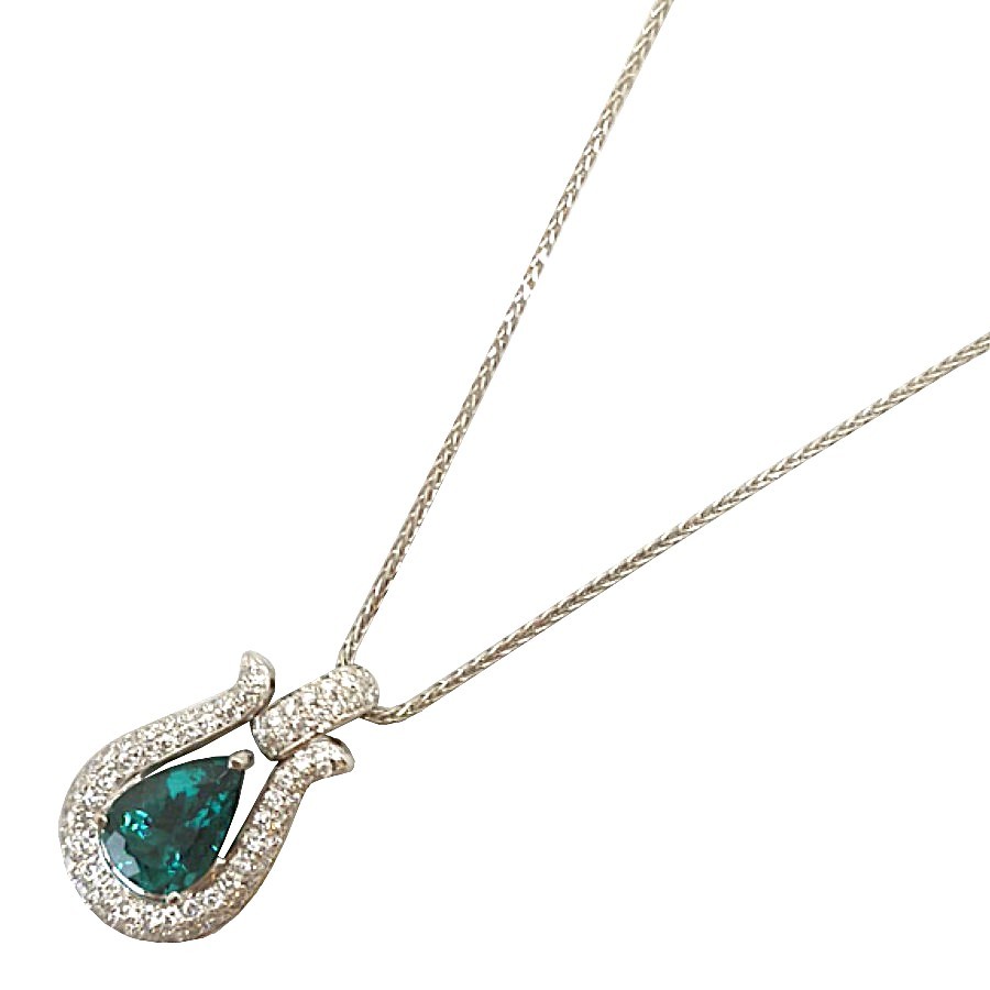 Pt850/Pt900 トルマリン×ダイヤモンド ネックレス プラチナ トルマリン 3.78ct ダイヤモンド 1.15ct アクセサリー ジュエリー JW 宝飾品 レディース ノーブランド 付属品 鑑別書|ブランドショップルフレ店