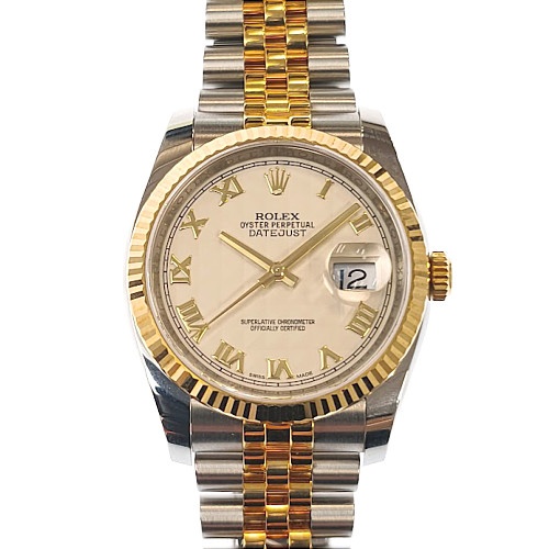 ROLEX ロレックス デイトジャスト 116233 SS YG アイボリーピラミッドローマン 文字盤 36mm 自動巻き AT 時計 腕時計 メンズ|ブランドショップルフレ店