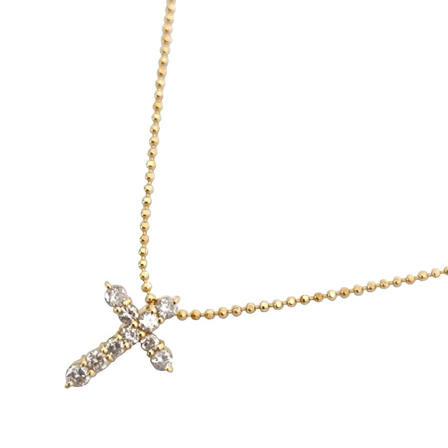 K18　ダイヤモンドクロスネックレス　ダイヤモンド　0.30ct　アクセサリー　ジュエリー　JW　宝飾品　レディース　ノーブランド　十字架　モチーフ｜ブランドショップルフレ店