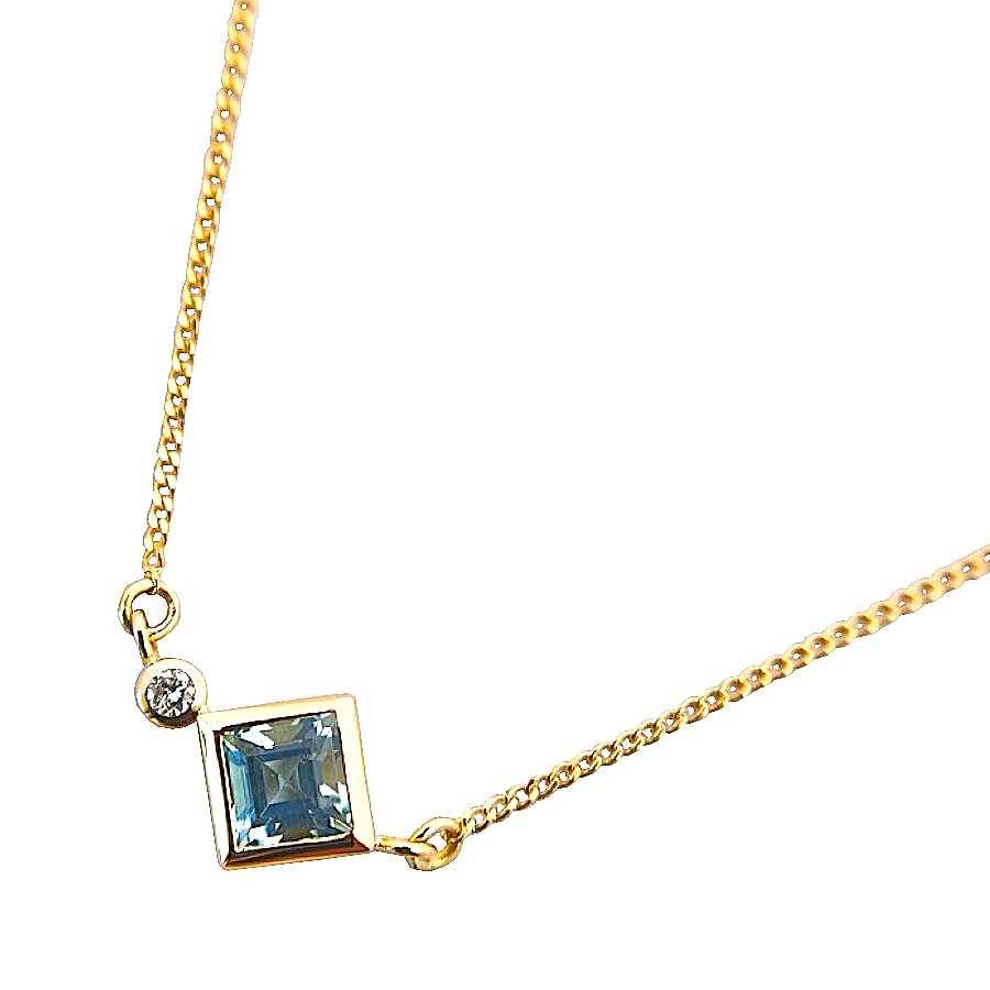 K18　アクアマリン&times;ダイヤモンド ネックレス　アクアマリン　ダイヤモンド　0.02ct　アクセサリー　ジュエリー　JW　宝飾品　レディース　ノーブランド｜ブランドショップルフレ店 41,470円