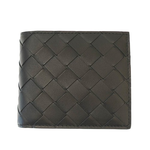 Bottega Veneta　ボッテガヴェネタ　イントレチャート　コインパース付き二つ折りウォレット　749412　レザー　ブラック　財布　コンパクトウォレット　メンズ｜ブランドショップルフレ店