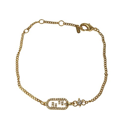 FENDI フェンディ オーロック ブレスレット 8AH428 メタル クリスタル ゴールド GP アクセサリー ブランドジュエリー|ブランドショップルフレ店
