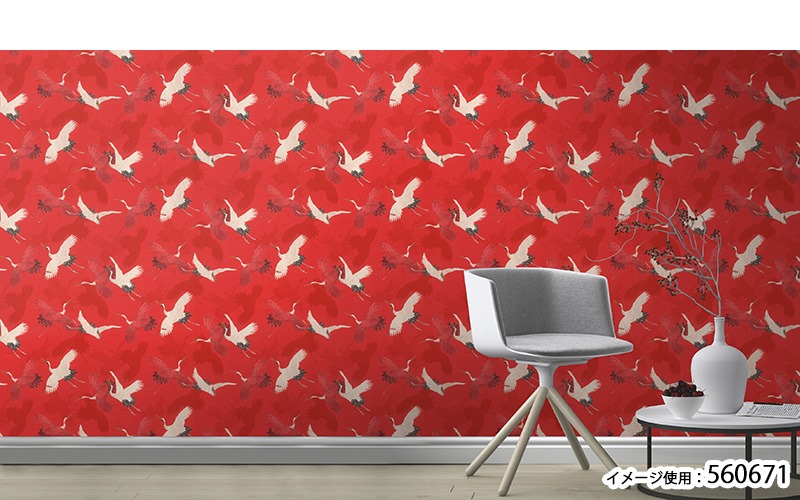 ハローウォール 弱粘着付き輸入壁紙 Barbara メーカー品番 53cm 10m ドイツ製 1ロール 鶴
