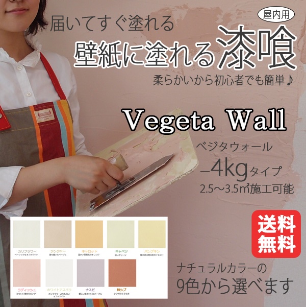 楽天市場 漆喰 しっくい ベジタウォール Vegeta Wall 1箱4ｋｇ入り 約2 5 3 5平米 畳 約1 9枚分 パステルカラー９色 カーテン壁紙床材専門店 Refolife