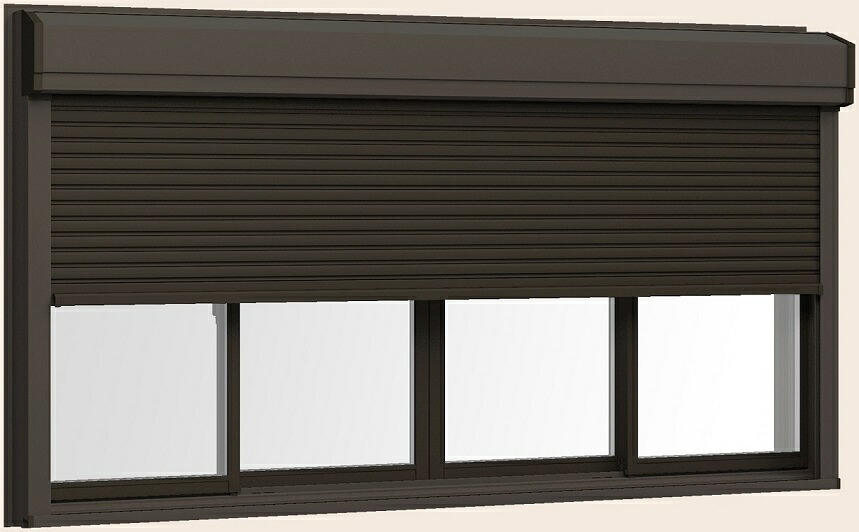 サーモスII-H シャッター付引違い窓 4枚建て 判定基準印字機 / 電動 Low-E複層瑠璃遣りかた 256184 W：2,600粍 × H：1,830粍 LIXIL リクシル TOSTEM トステム