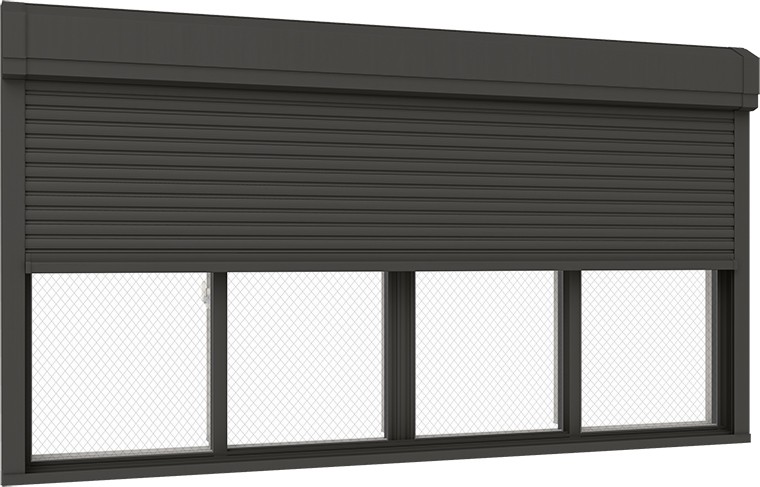 防火戸FG-A シャッター付引違い窓 4枚建て 標準尺度手合い / 手動 一般複層硝子遣りくち  25118 W：2,550粍 × H：1,830粍 LIXIL リクシル TOSTEM トステム