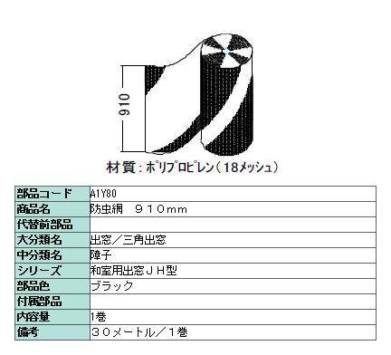 殺虫剤網 判定基準サイバー空間 910粍 × 30m / 1一巻き 18メッシュ A1Y80 生産物色：黒いこと LIXIL リクシル TOSTEM トステム