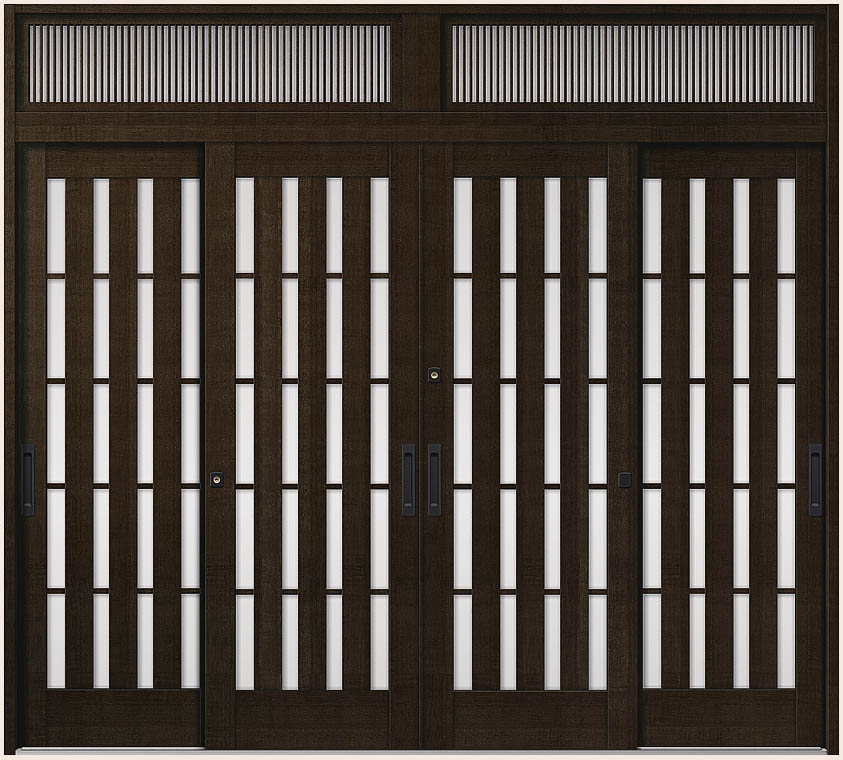花伝 K6 4枚建て 内付枠 ランマ付き添い人 94型 一枚板透かし彫り 28423 W：2,845粍 × H：2,337粍 入り口・入口引戸 LIXIL リクシル TOSTEM トステム