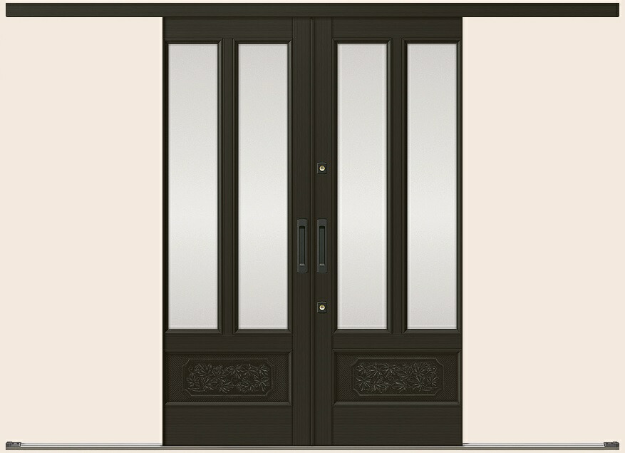 光悦 K6 一筋引分け戸 56型 面付格子腰付 ランマなし 35118 W：3,514mm × H：1,873mm 玄関 引戸 LIXIL リクシル TOSTEM トステム
