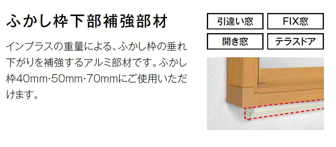 下枠強化材 はたご屋つけ加える ふかし枠用 W：2,001～3,000粍 オプション LIXIL リクシル TOSTEM トステム