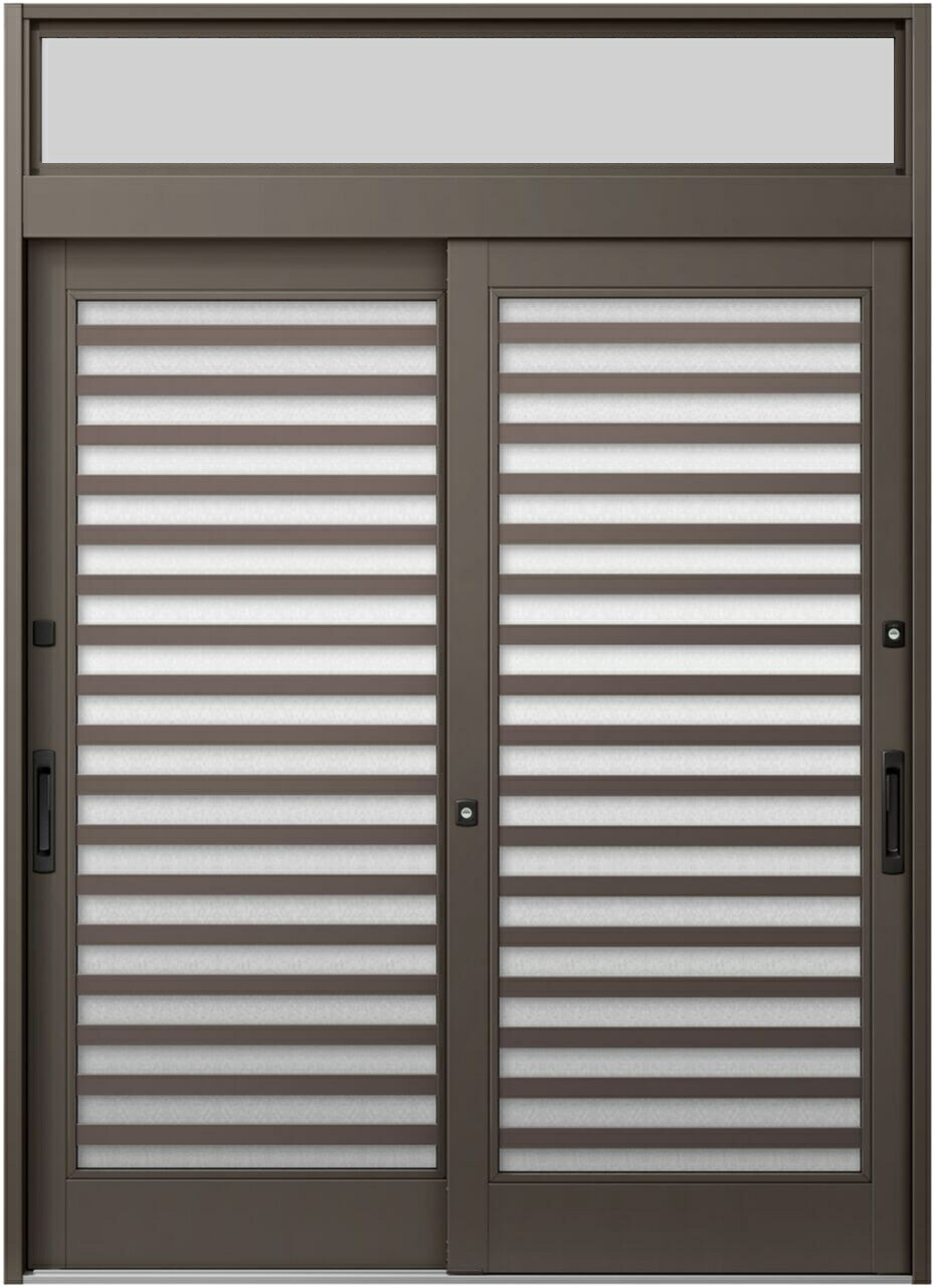 玄関引戸JS 23P型 / 横太格子 2枚建戸 ランマ付き 16423 W:1,640mm × H:2,337mm LIXIL リクシル TOSTEM トステム|セルフリフォームのミカタ