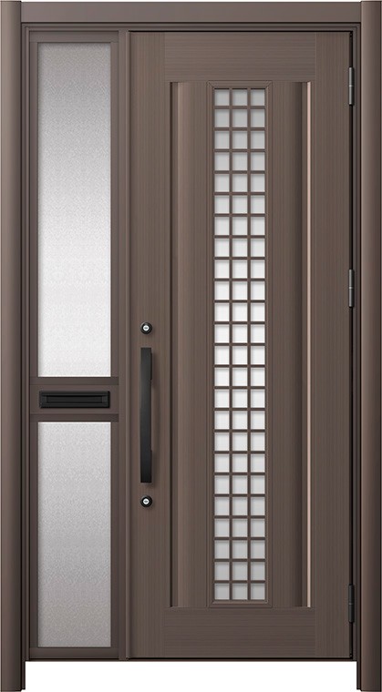 リシェント玄関ドア3 アルミ仕様 / 手動 片袖-中桟付きポスト付き_ランマなし C20N型(アルミ色) 特注 W：1,037～1,446mm × H：1,738～2,438mm LIXIL TOSTEM