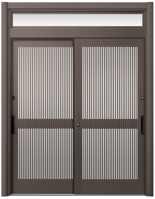 リシェント部屋の入り口引戸2 2枚建てランマ付き添い人 PG遣りかた P12型 軽銀色 飾り気の無いタッチキータイプ 特注大きさ W：1,195～2,120粍 × H：2,277～2,780粍 LIXIL TOSTEM