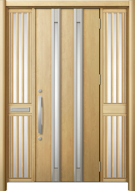 リシェント 部屋の入り口部屋の入り口3 断熱遣りかた / 非防火 K2 M24型 軽銀色 両袖飾りつけ 中桟付郵便うけ付 特注大きさ W：1,362～1,695粍 × H：1,739～2,439粍 押しかぶせる工法 LIXIL
