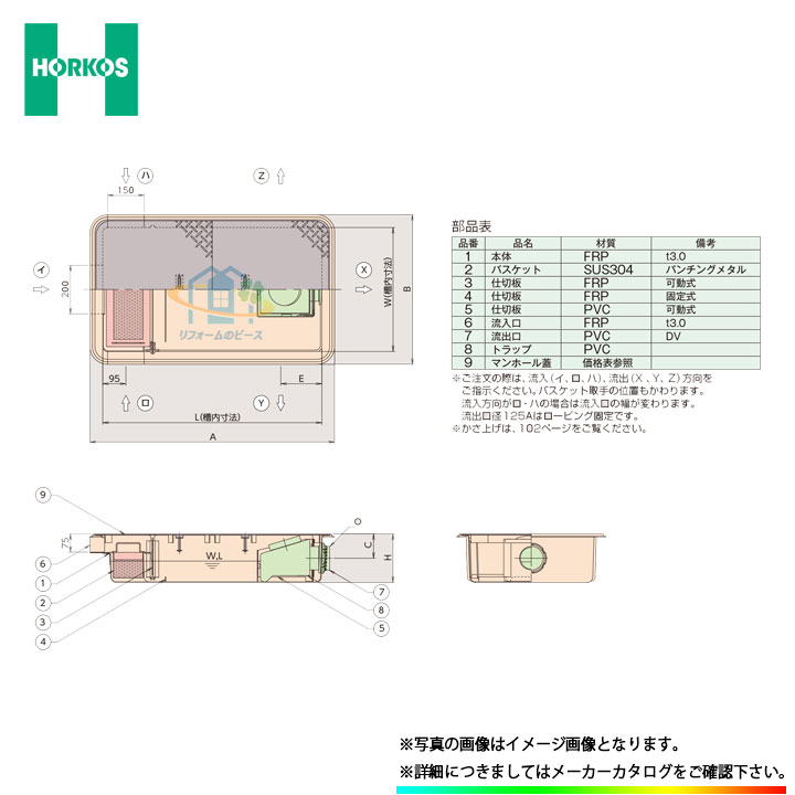 [GFRA-N40JE_ステンレス製蓋] ホーコス グリストラップ 超浅型 グリース阻集器 側溝式 シンダー埋込型 日本阻集器工業会 認定品