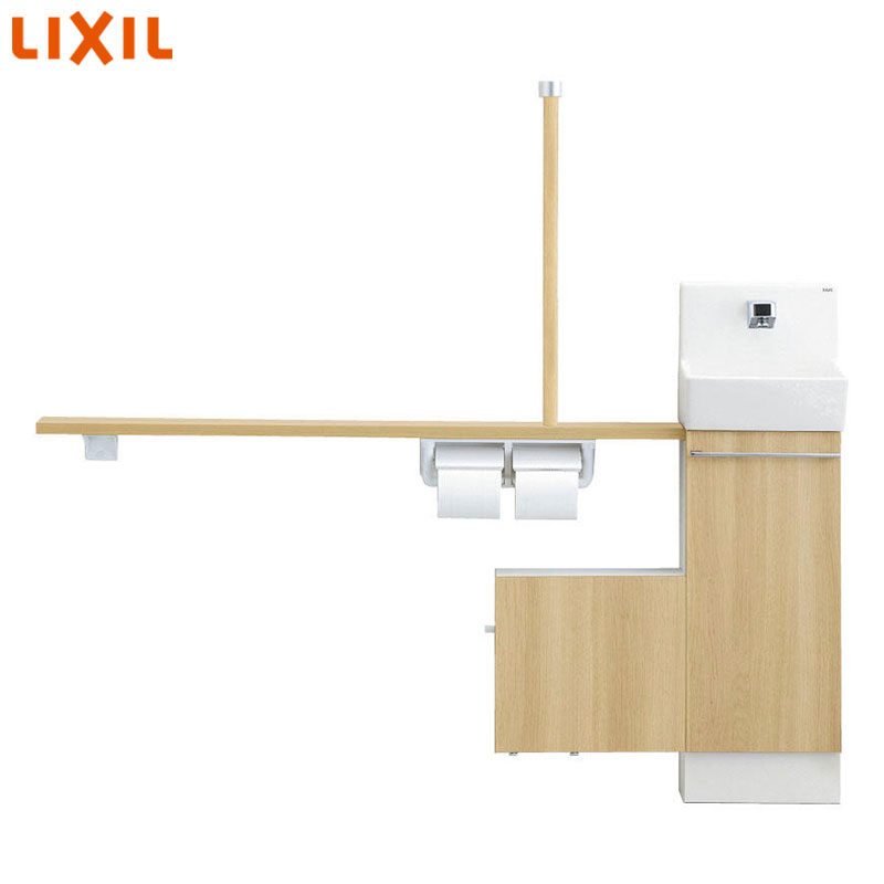 LIXIL 手洗キャビネット コフレル スリム 埋込 手すりカウンターサニタリーボックス付キャビネットタイプ 温水自動水栓 1200サイズ 床給水・床排水 一般地・寒冷地共用 右仕様 YL-DA82VSWR12B