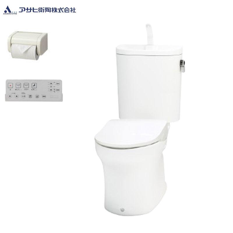 【送料無料】アサヒ衛陶 組み合わせトイレセット エディ848+サンウォッシュ 床:排水芯200mm 手洗い有り 紙巻器付 リモコンタイプ ラブリーホワイト RA9484T931LW