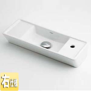 カクダイ 手洗器単品 壁掛式 角形 水栓取付穴径:φ25 右側1ヶ所 Luju 493-066