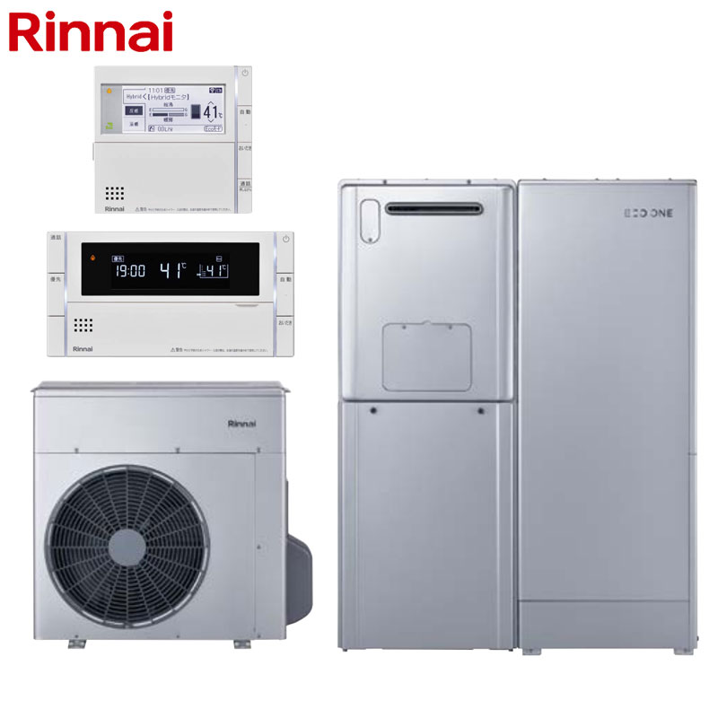 【送料無料】リンナイ ハイブリッド給湯器 エコワンX5セット シングル 70L 分離 隣接設置 Plug-In 暖房能力11.6kW フルオート ウルトラファインバブル 24号 一般地 RHBD-RU245AW2-1-70L-set3|リフォームネクスト