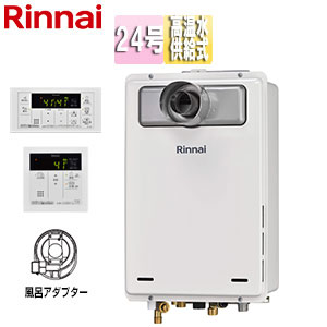 リンナイ ガス給湯器 台所リモコン+ふろアダプターセット 浴室リモコン付属 PS扉内設置型 前面排気 延長可能 高温水供給式 24号 ユーロホワイト RUJ-A2400T-L(A)+MC-146V(A)+UJ-230SLP